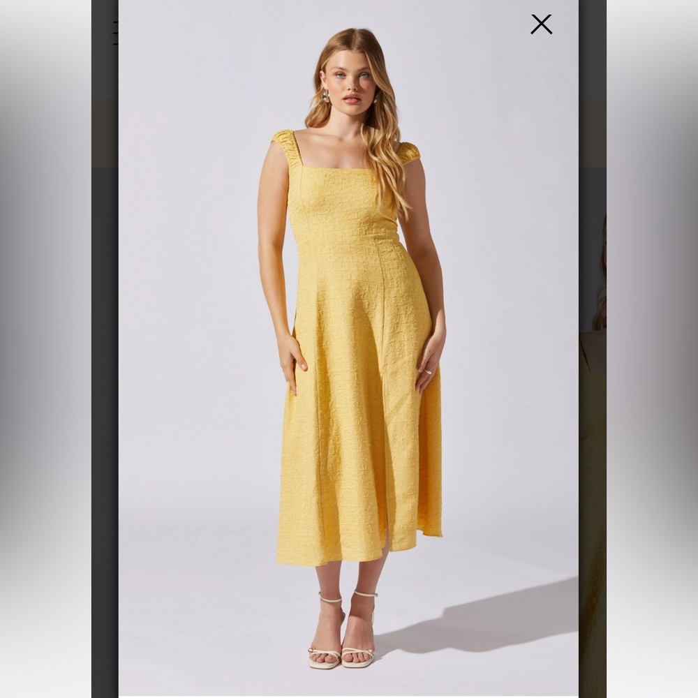 Astr Yellow Midi Dress